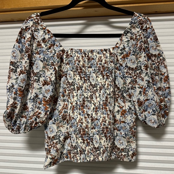 Abercrombie Puff Sleeve Shine Cotton Squareneck Top - Picture 3 of 6
